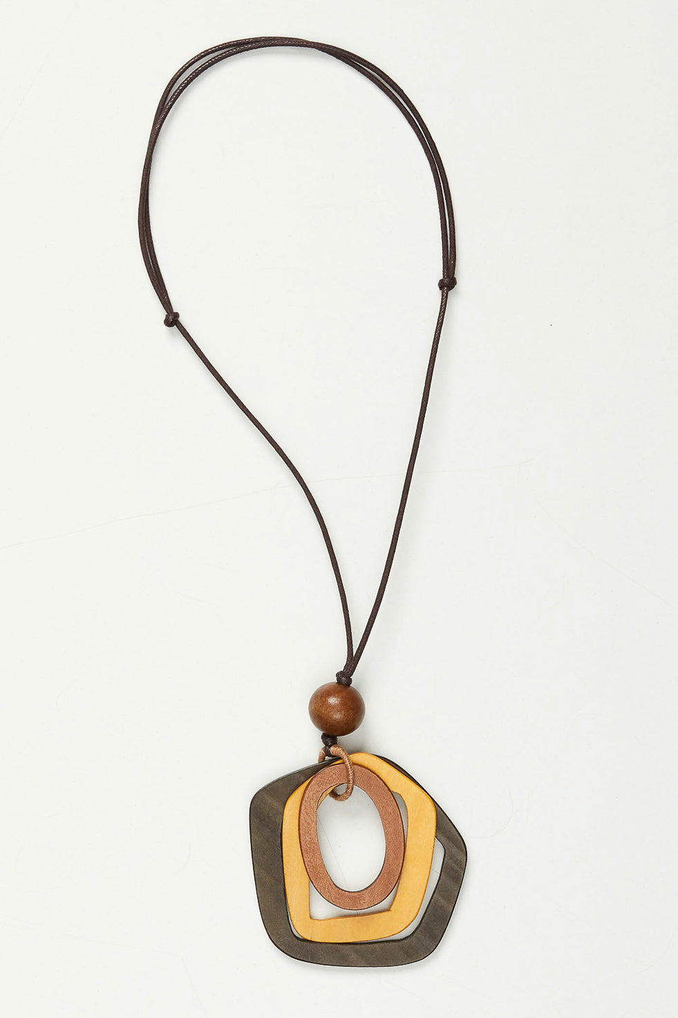 TRIPLE WOODEN RINGS NECKLACE