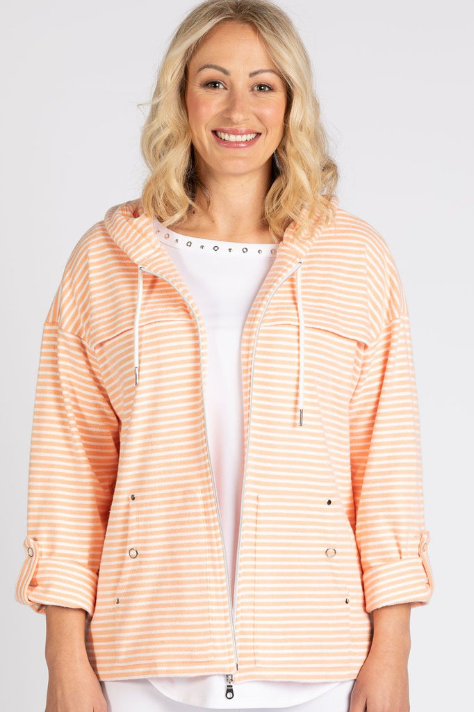 BRIGHT OUTLOOK STRIPE ZIP UP JKT