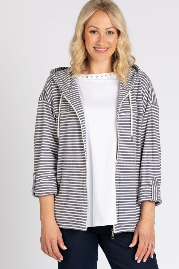 BRIGHT OUTLOOK STRIPE ZIP UP JKT