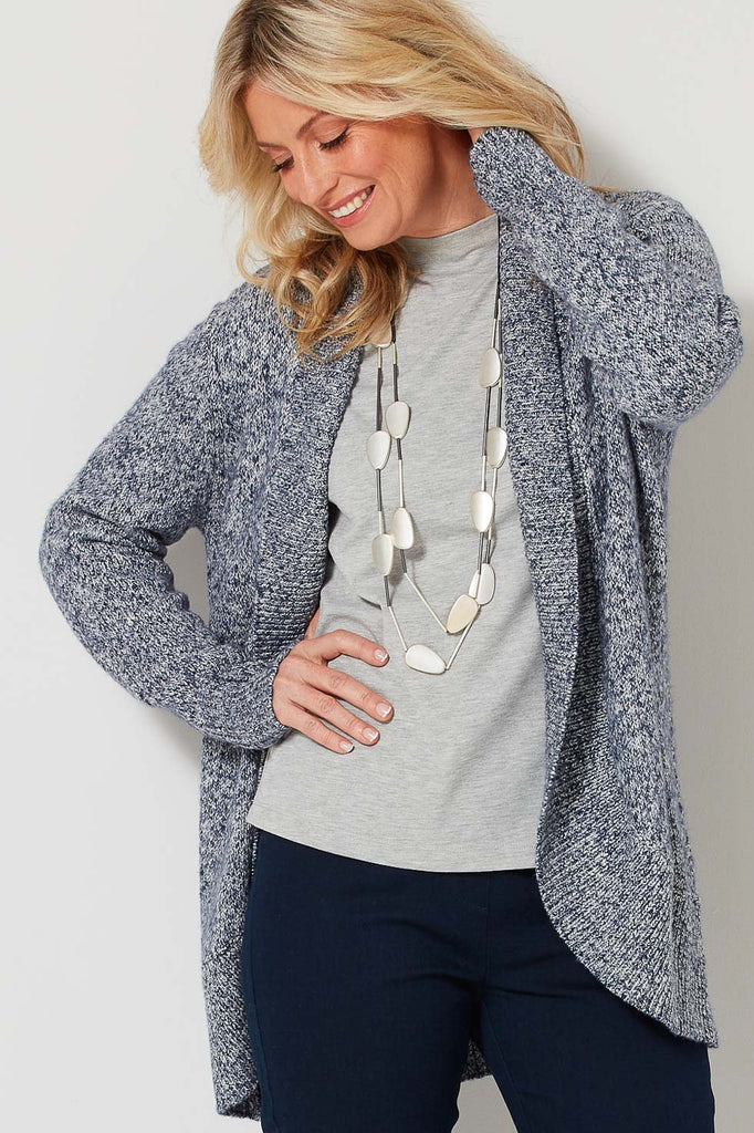 RETREAT CURVE HEM FLECK CARDIGAN