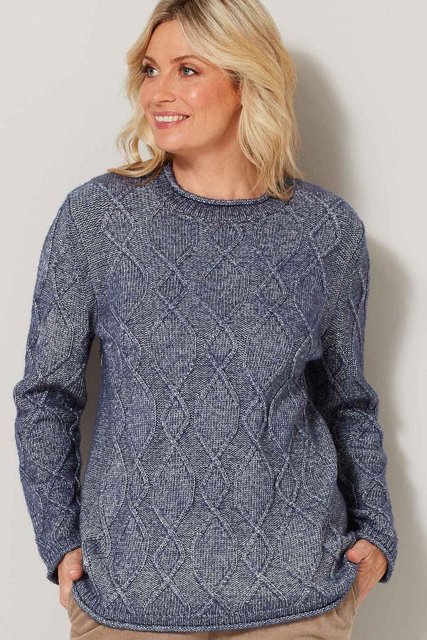 FINLEY CABLE CREW CURL NECK JUMPER